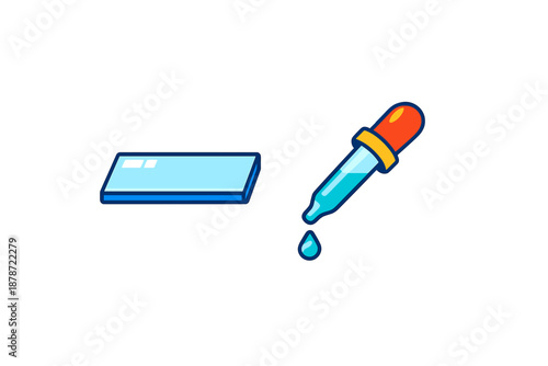 Microscope slide and dropper with liquid