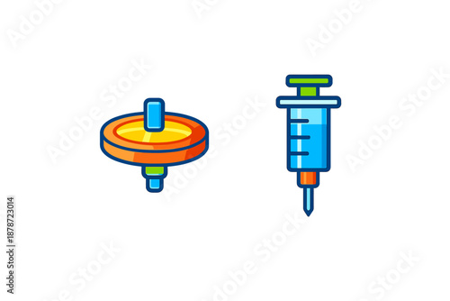 Medical syringe and filter icons