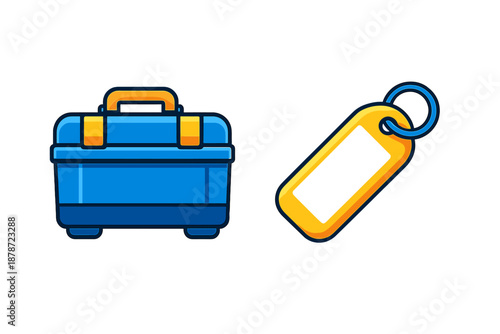 Blue toolbox and yellow tag