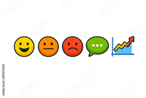 Customer satisfaction feedback icons with growth chart