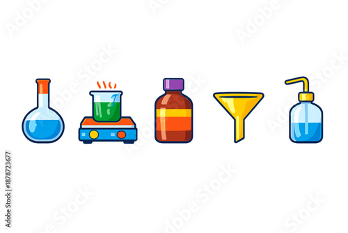 Chemistry lab equipment icons