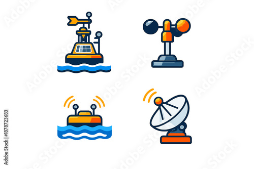 Meteorological and Communication Devices Icons