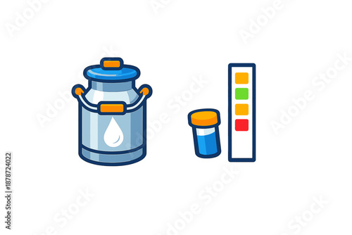 Milk can and test tubes on a gradient background