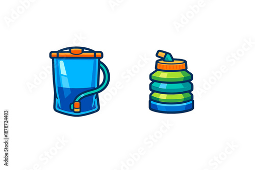 Camping and hydration equipment icons
