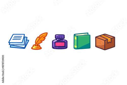 Collection of five icons on a gradient background