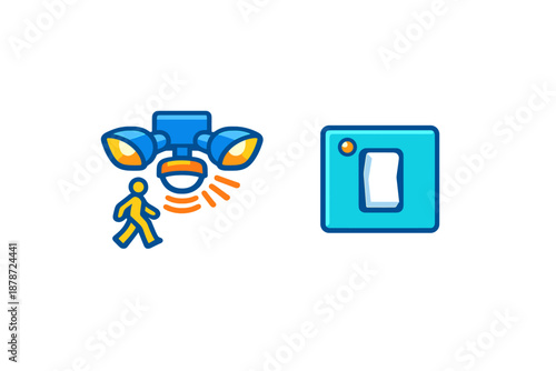 Motion sensor light and light switch icons