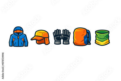 Outdoor Gear Icons on Grey Background