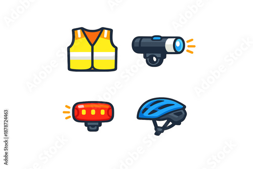 Cycling safety gear icons