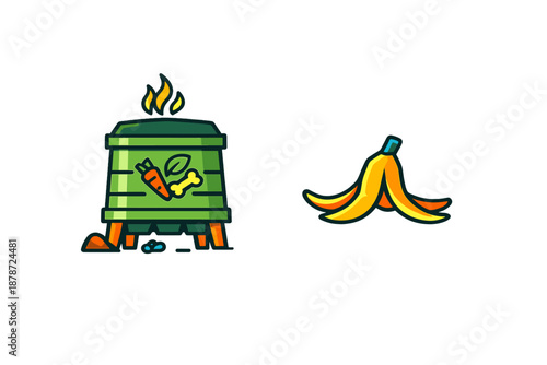Compost bin and banana peel