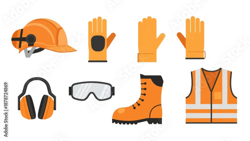 Construction Safety Gear - Essential Protective Equipment Illustration.
