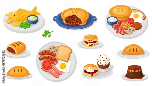 Diverse Array of British Cuisine Delights - A Culinary Journey.