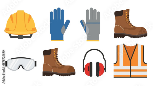 Essential Construction Safety Gear - Helmet, Gloves, Boots, and More.