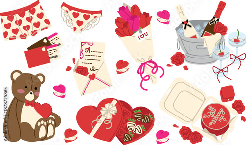 10 Romantic Valentine’s Day Illustration Set
