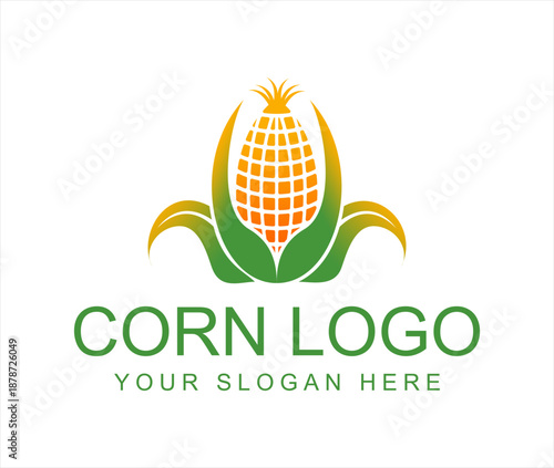 Corn logo label illustration vector design cartoon flat style agriculture logo