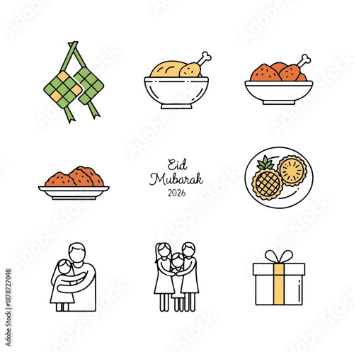 Family Celebrating Eid with Food and Gift.