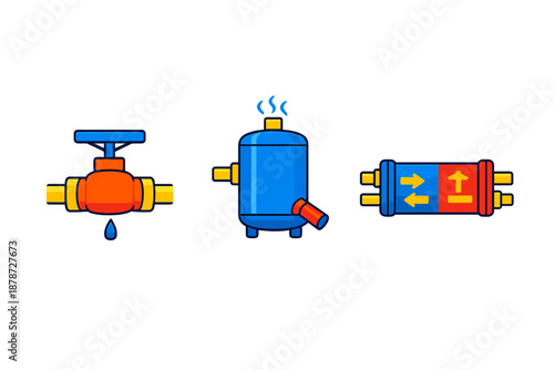 Industrial pipe system icons