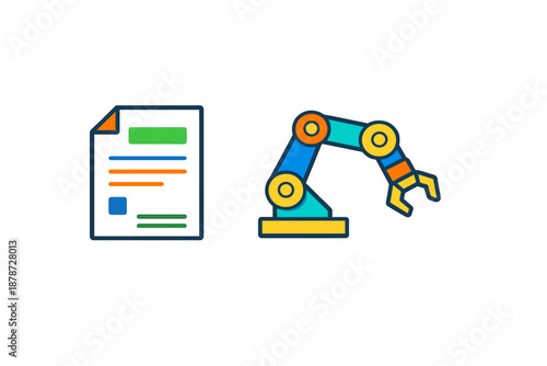 Document and robotic arm icons