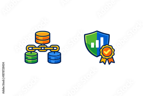 Database network and security badge icons