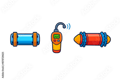 Three futuristic sci-fi game icons on a gradient background