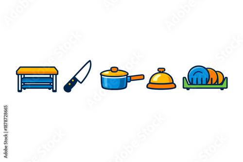 Kitchen icons on a dark background