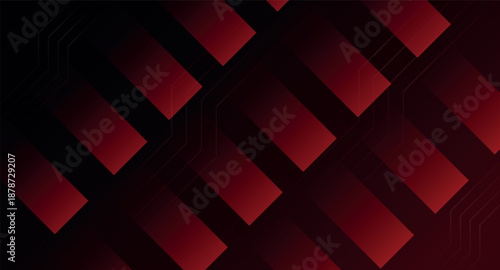 Dark red background with glowing abstract square design and futuristic horizontal line decoration. Modern future technology concept. Vector Illustration VOL. 3
