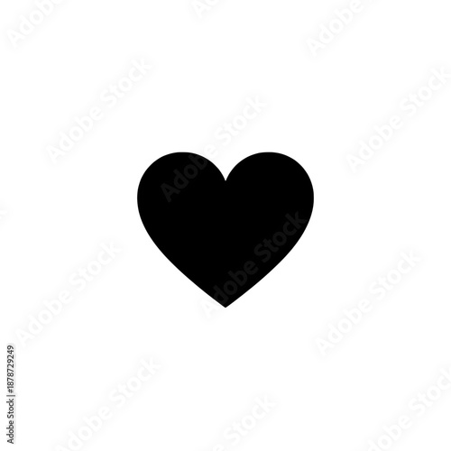 Solid black heart silhouette icon isolated on white background representing love romance emotion and affection