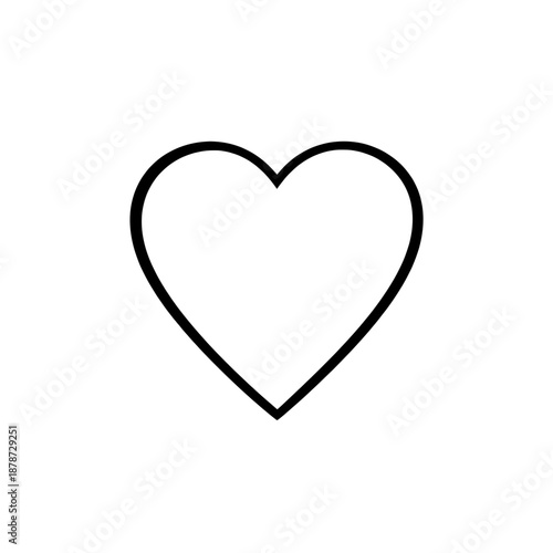 Simple black heart outline icon isolated on white background representing love romance care and emotion