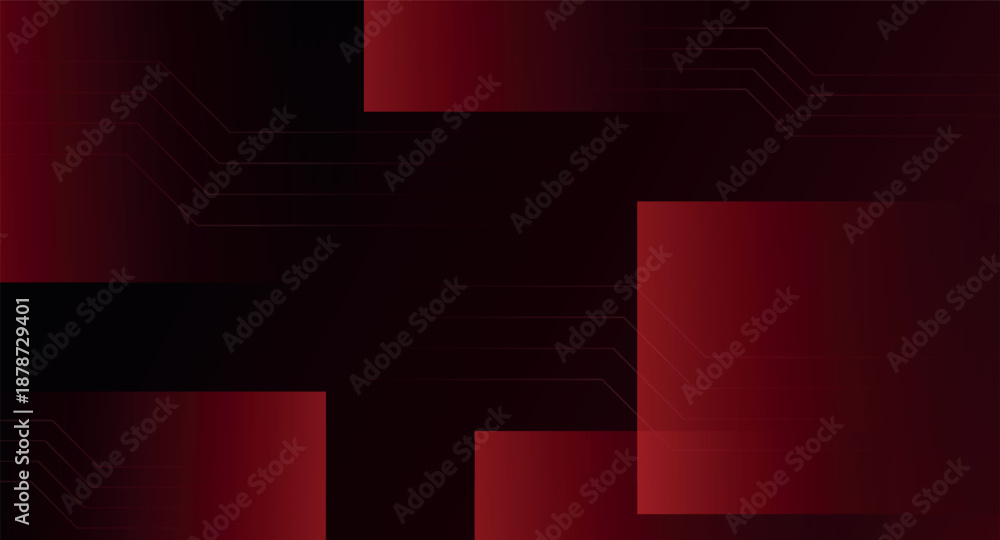 Obraz premium Dark red background with glowing abstract square design and futuristic horizontal line decoration. Modern future technology concept. Vector Illustration VOL. 4