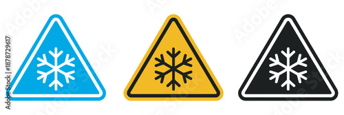 Cold warning signs icon collection, vector graphics for UI design, mobile and web applications, alert systems, safety indicators, notification icons.
