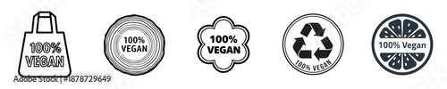 Vegan labels and icons showcasing eco-friendly products  