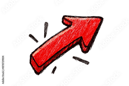 성장과 성공을 상징하는 빨간색 화살표가 위쪽으로 향하며 긍정적인 상승세를 나타냅니다.