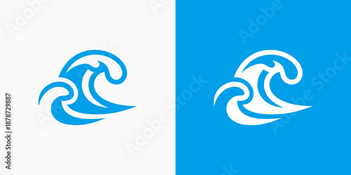 Wave vector logo design with modern, simple, clean and abstract style.