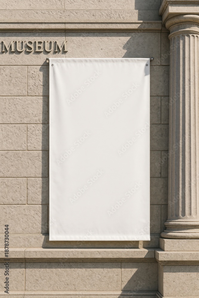 Naklejka premium Blank banner on museum wall
