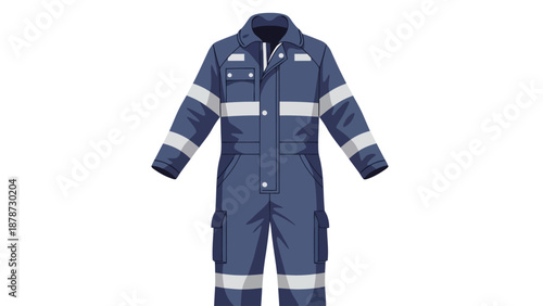 Blue coveralls with reflective stripes