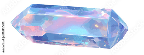 영롱하게 빛나는 투명한 수정 결정체, 신비로운 색상과 광채를 띠고 있습니다.