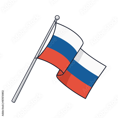 Russia National Flag Waving on Flagpole Isolated