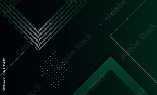 Dark green gradient abstract background with modern combination square shapes and lines. Minimalist geometric background concept for cover, banner, brochure, certificate, presentation. EPS. 3