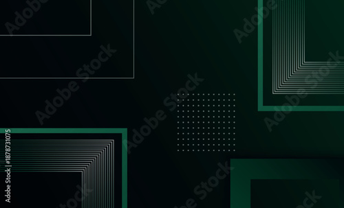 Dark green gradient abstract background with modern combination square shapes and lines. Minimalist geometric background concept for cover, banner, brochure, certificate, presentation. EPS. 4