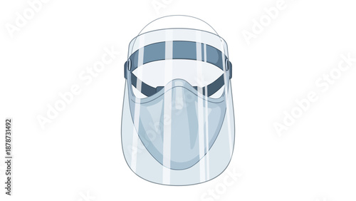 Clear face shield with a blue strap and nose guard
