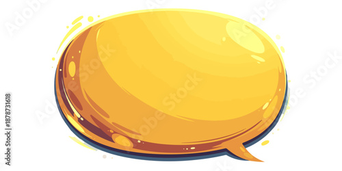 투명한 노란색 말풍선 아이콘, 텍스트 입력 공간이 있는 만화 스타일의 그래픽