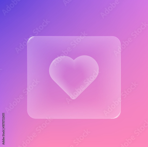 Abstract glassmorphism heart icon for mental health and emotional intelligence.