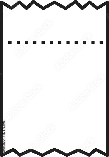 A black and white illustration of a ticket stub isolated on transparent background