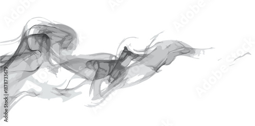 검은색 연기가 하얀 배경에 부드럽게 퍼져나가며 추상적인 형태를 만드는 모습
