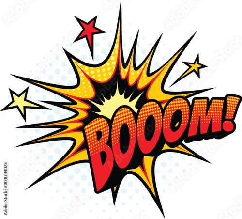cartoon comic explosion boom speech bubble with stars