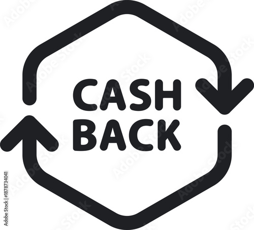 Cash back refund symbol with arrows