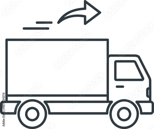 Truck driving to the right isolated on transparent background