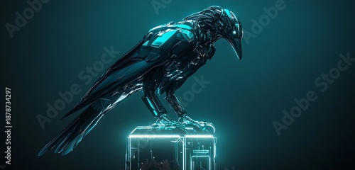 A hyper-realistic futuristic ecosystem where robotic insects with metallic wings pollinate glowing cybernetic flowers, robotic birds with chrome feathers soar through neon skies, robotic land animals 