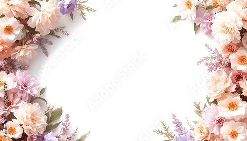 A beautiful floral arrangement with pink and purple flowers on a white background