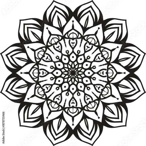 Intricate Symmetrical Mandala Line Art for Meditation and Decoration