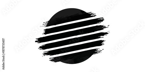 Logo astratto nero con linee diagonali e texture grunge su sfondo bianco trasparente, stile moderno.